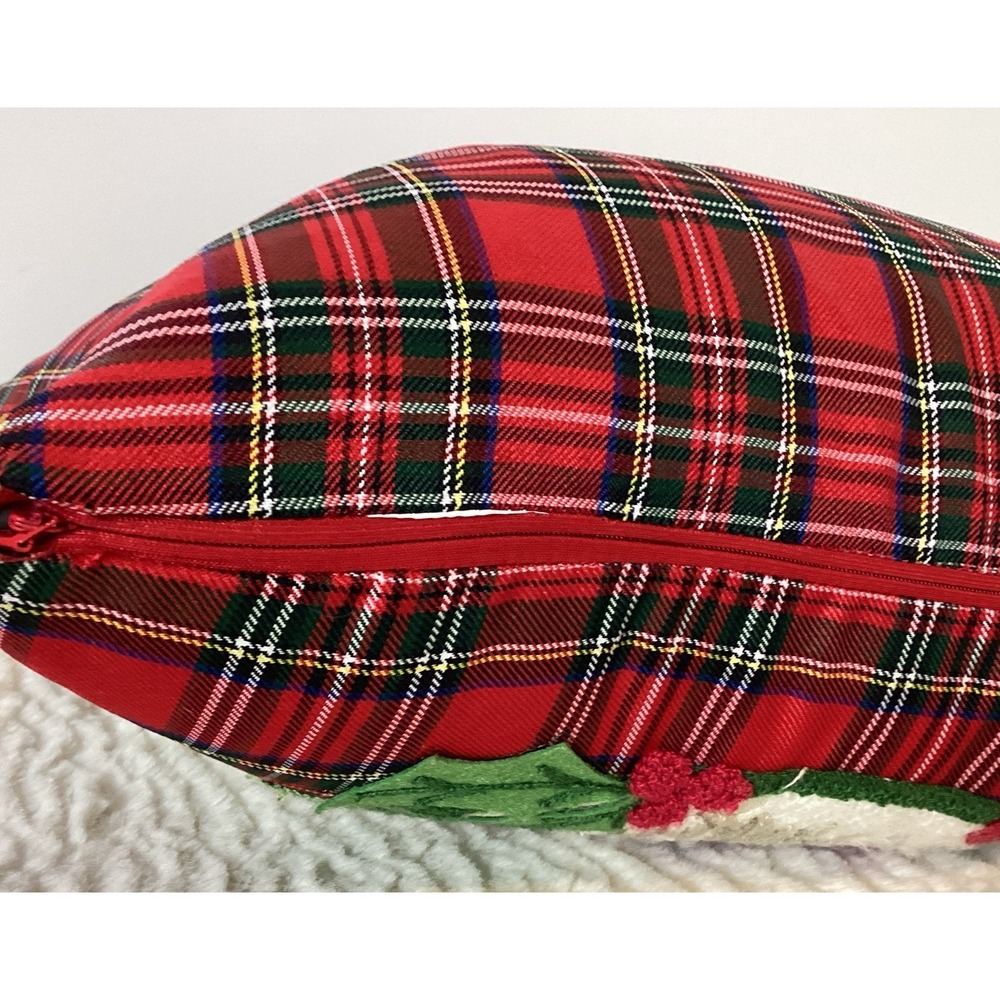 Christmas Dog Throw Pillow Yorkie Terrier Plaid Embroidered LovingKindness - Picture 9 of 11